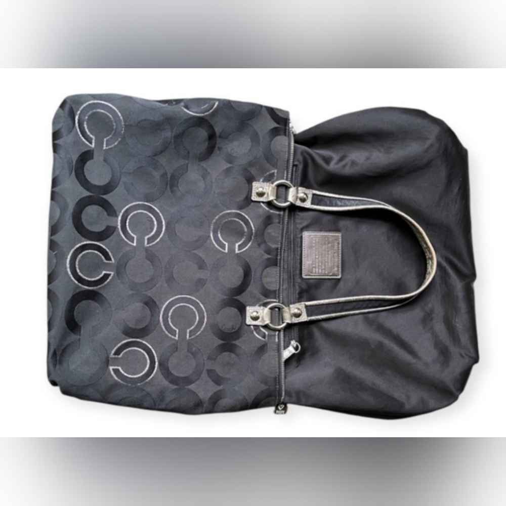 Coach Poppy Metallic Glam Signature Tote Bag & Poppy Key & Card Holder - Picture 8 of 16